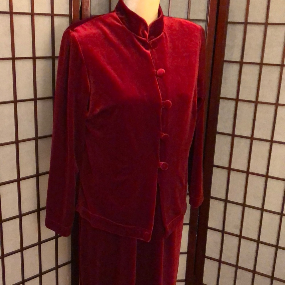 Coldwater creek holiday dress with jacket red velvet.  Size medium petite